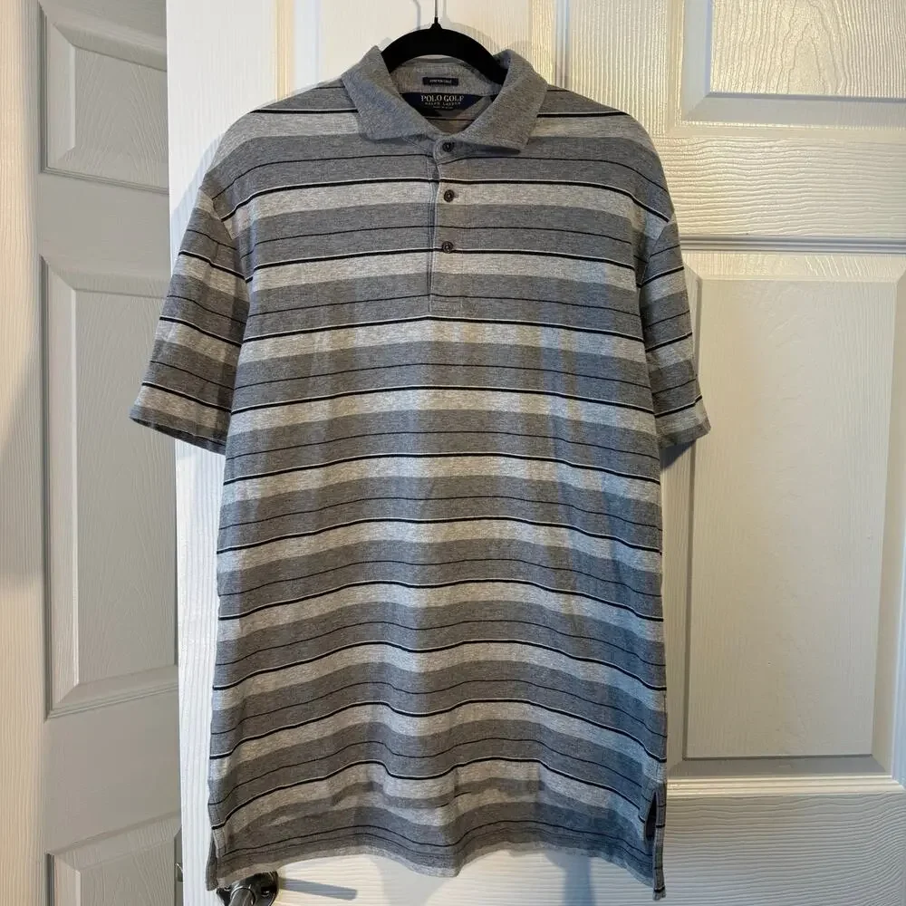 Ralph Lauren Polo Golf | Stretch Lisle Pima Cotton Blend Black & Gray Stripe | M